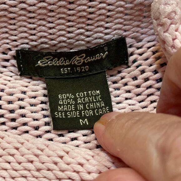 Eddie Bauer Light Pink Cotton Blend Long Sleeve Sweater Sz M - Picture 5 of 7